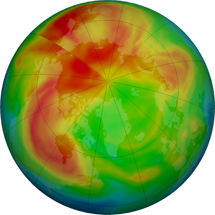 Arctic ozone map for 08 February 2021